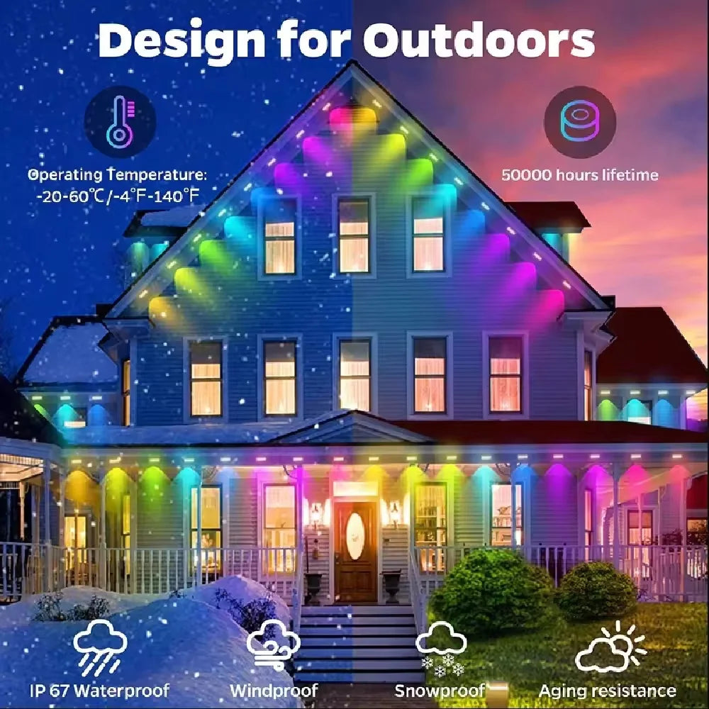 RGBIC Permanent Outdoor LED Eave Lights IP67 Smart App & Remote Outdoor LED String Lights Richie's