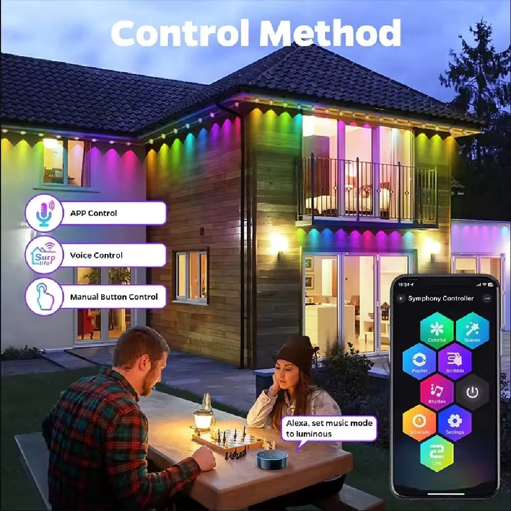 RGBIC Permanent Outdoor LED Eave Lights IP67 Smart App & Remote Outdoor LED String Lights Richie's
