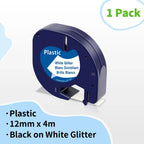 Dymo LetraTag 12mm Compatible Label Tape White – 91201/91200 Label Maker Tape Richie's White Glitter