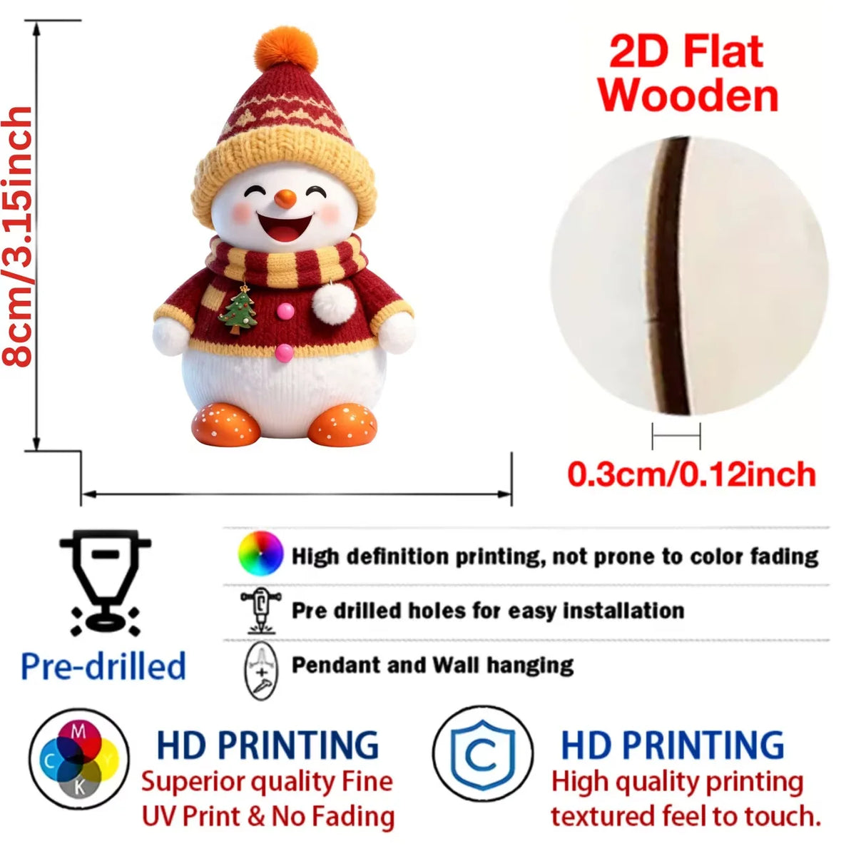 16pcs Wooden Snowman Christmas Tree Ornament Set | Xmas Décor Christmas Ornament Set Richie's