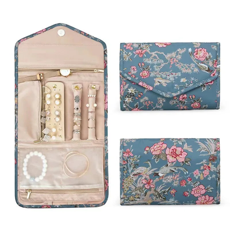 Foldable Travel Jewelry Organizer Bag – Necklaces & Rings Jewelry Travel Organizer Richie's L-15.5x22cm flower