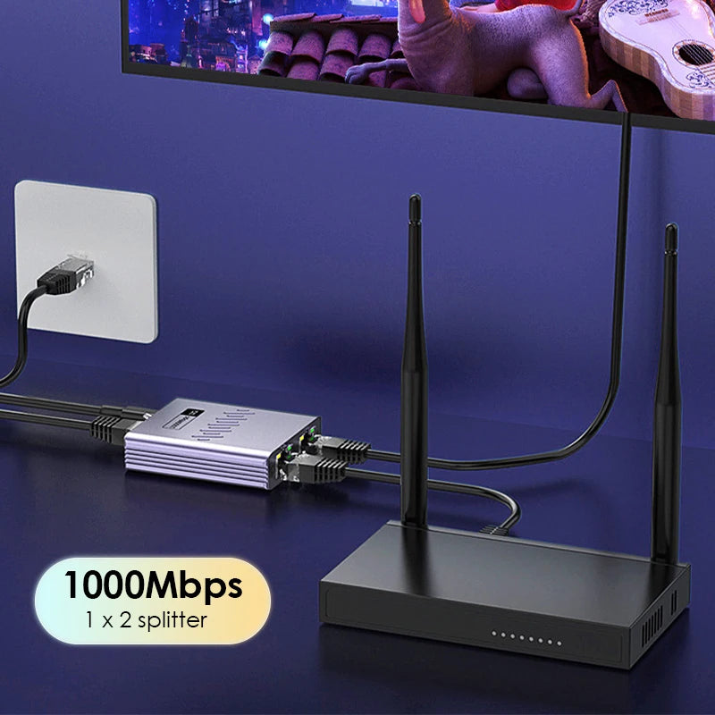 Gigabit 1x2 RJ45 Network Splitter 1000Mbps LAN Adapter Network Splitter Richie's