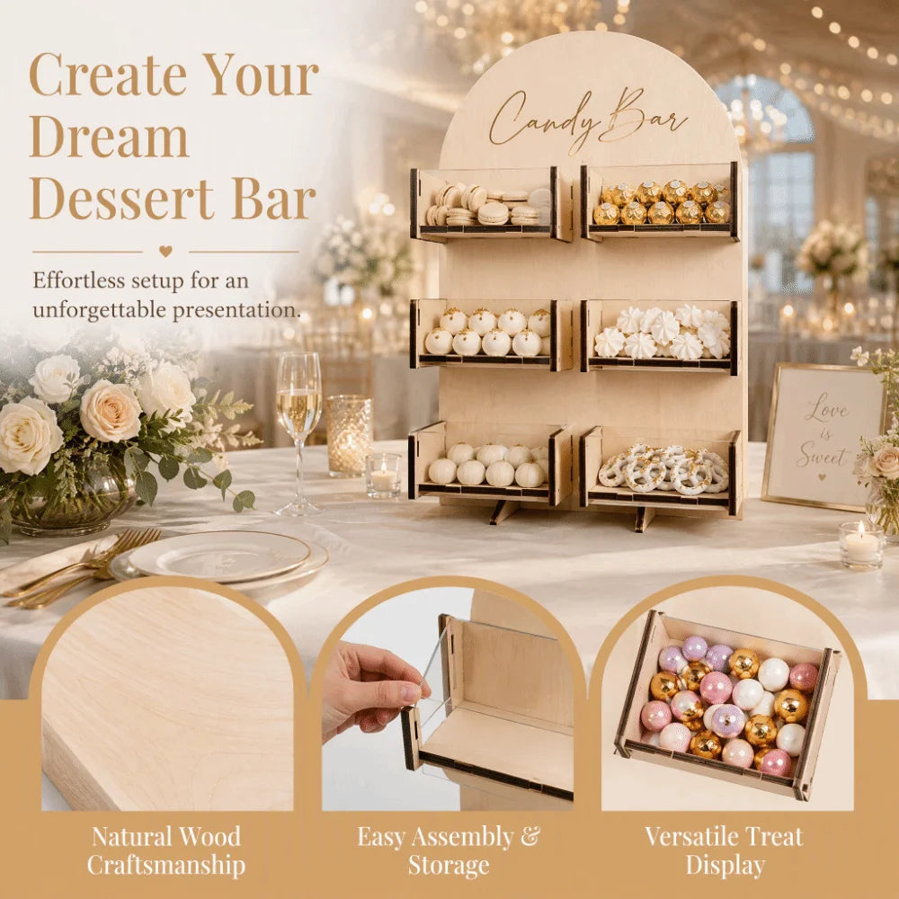 Wood Candy Display Stand 4/6 Grid Dessert Snack Rack Candy Display Stand Richie's