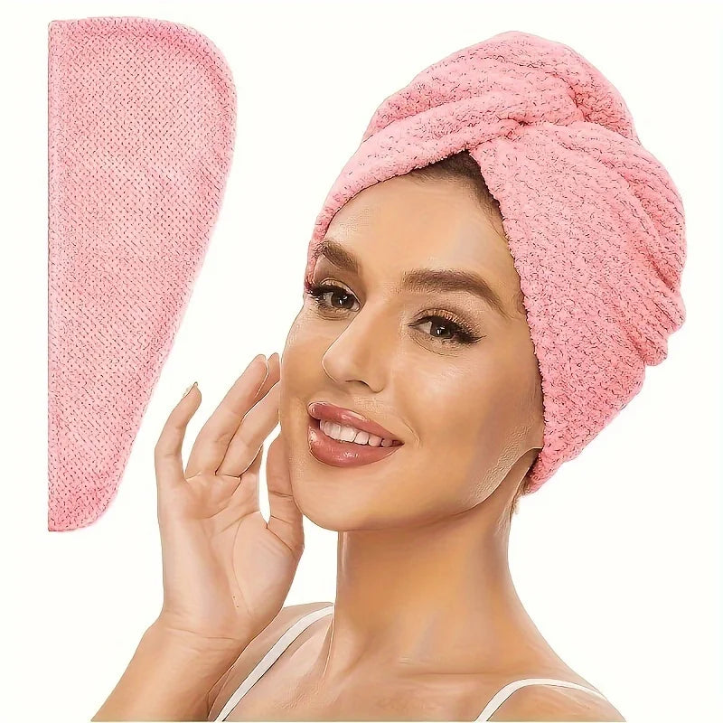 Microfiber Hair Towel Wrap – Quick Dry Turban for All Hair Types Microfiber Hair Towel Richie's Pink