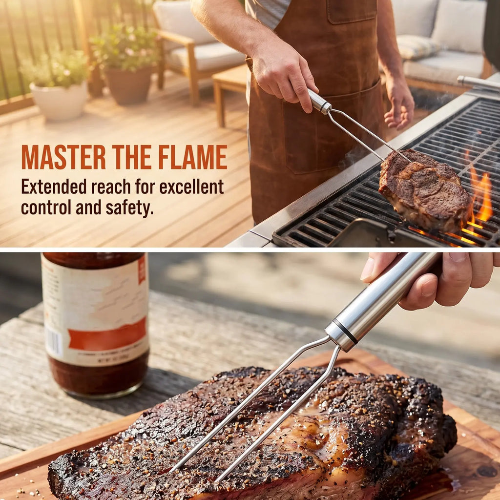 4-Pack Heavy Duty Stainless Steel Double Prong BBQ Skewers BBQ Grill Skewers Richie's