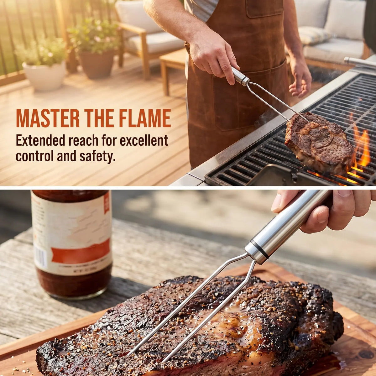 4-Pack Heavy Duty Stainless Steel Double Prong BBQ Skewers BBQ Grill Skewers Richie's