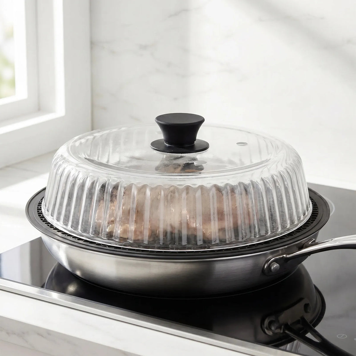 Borosilicate Glass Microwave Splatter Cover – Silicone Handle Microwave Splatter Cover Richie's Default Title
