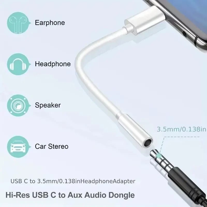 USB-C to 3.5mm Audio Adapter Dongle | Alloy AUX Converter Audio Adapter Dongle Richie's