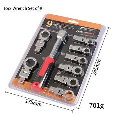 TOTNEND Ratchet Wrench Set 180° Rotatable Interchangeable Heads Ratchet Wrench Set Richie's Torx Wrench B