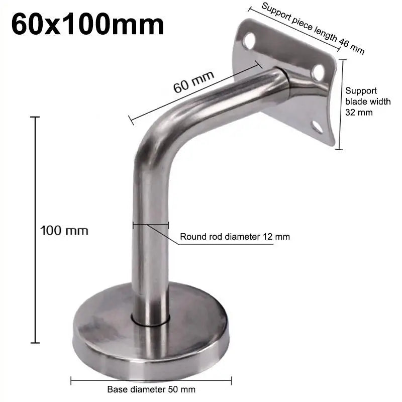 Heavy Duty Stainless Steel Handrail Bracket – Wall Mount Stair Support Handrail Bracket Richie's 60x100mm