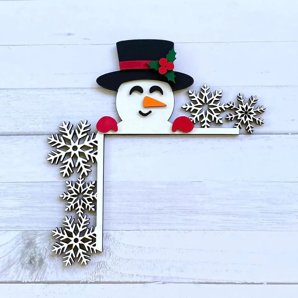 Christmas Wooden Door Corner Decor – Santa Snowman Reindeer Sign Christmas Door Decor Richie's