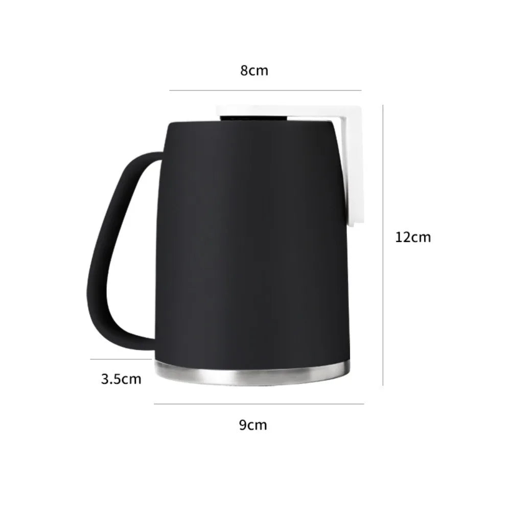 304 Stainless Steel Magnetic Mouthwash Cup – No-Drill 400ml Bathroom Cup Holder Richie's Black
