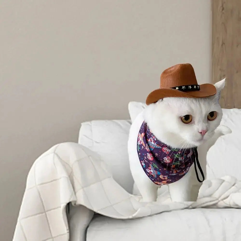 Adjustable Pet Cowboy Hat for Cats & Small Dogs | Summer Pet Costume Hat Richie's