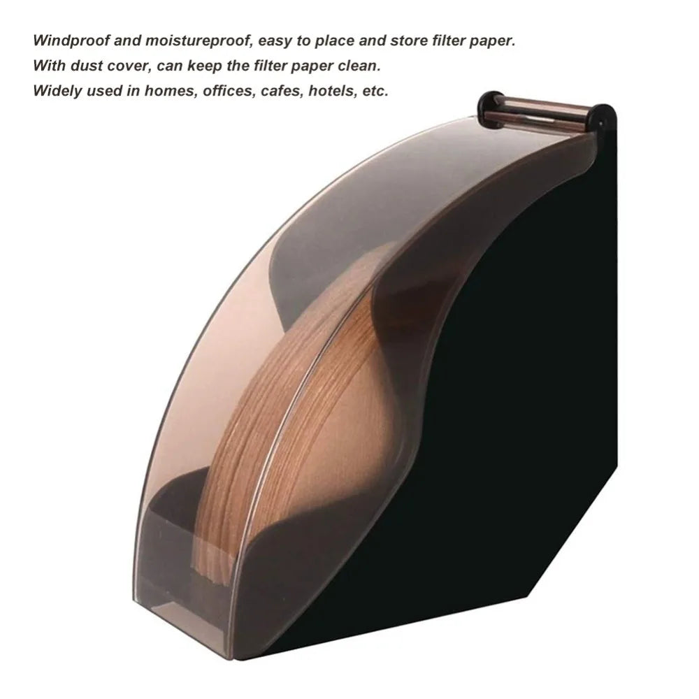 Acrylic Coffee Filter Paper Holder with Dust-Proof Cover – 100pc Coffee Filter Holder Richie's
