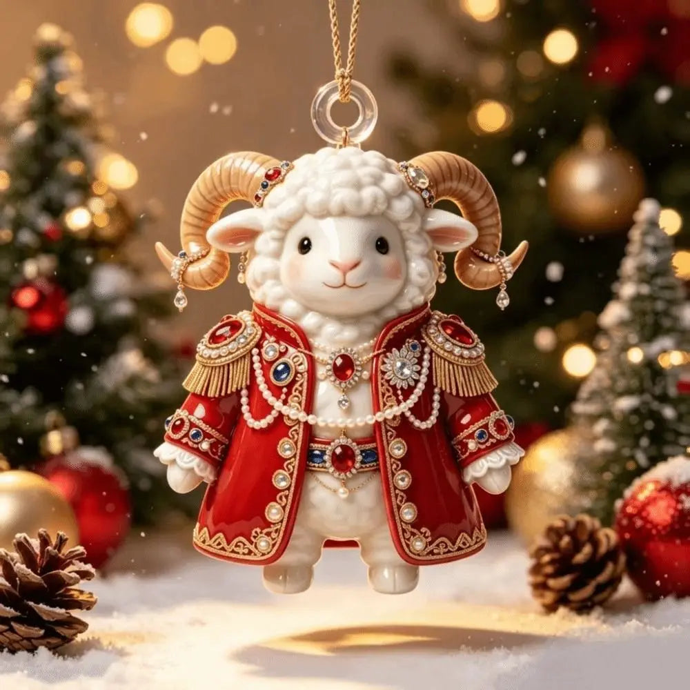 Acrylic Goat Christmas Ornament – Rhinestone Hanging Pendant Christmas Tree Ornament Richie's