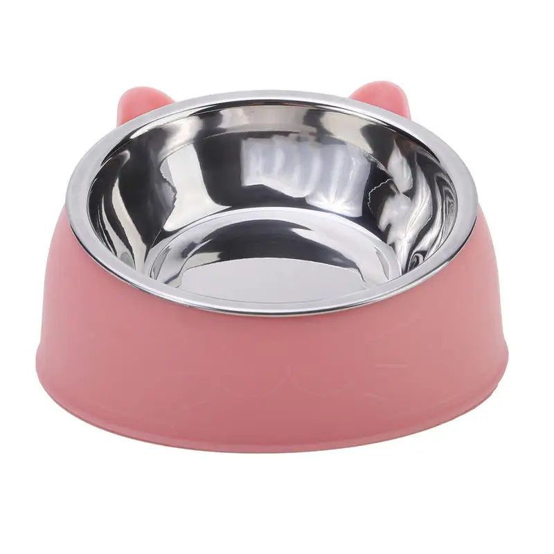 Stainless Steel Cat Bowl 15° Tilted Non-Slip Pet Food Dish Pet Feeding Bowl Richie's pink