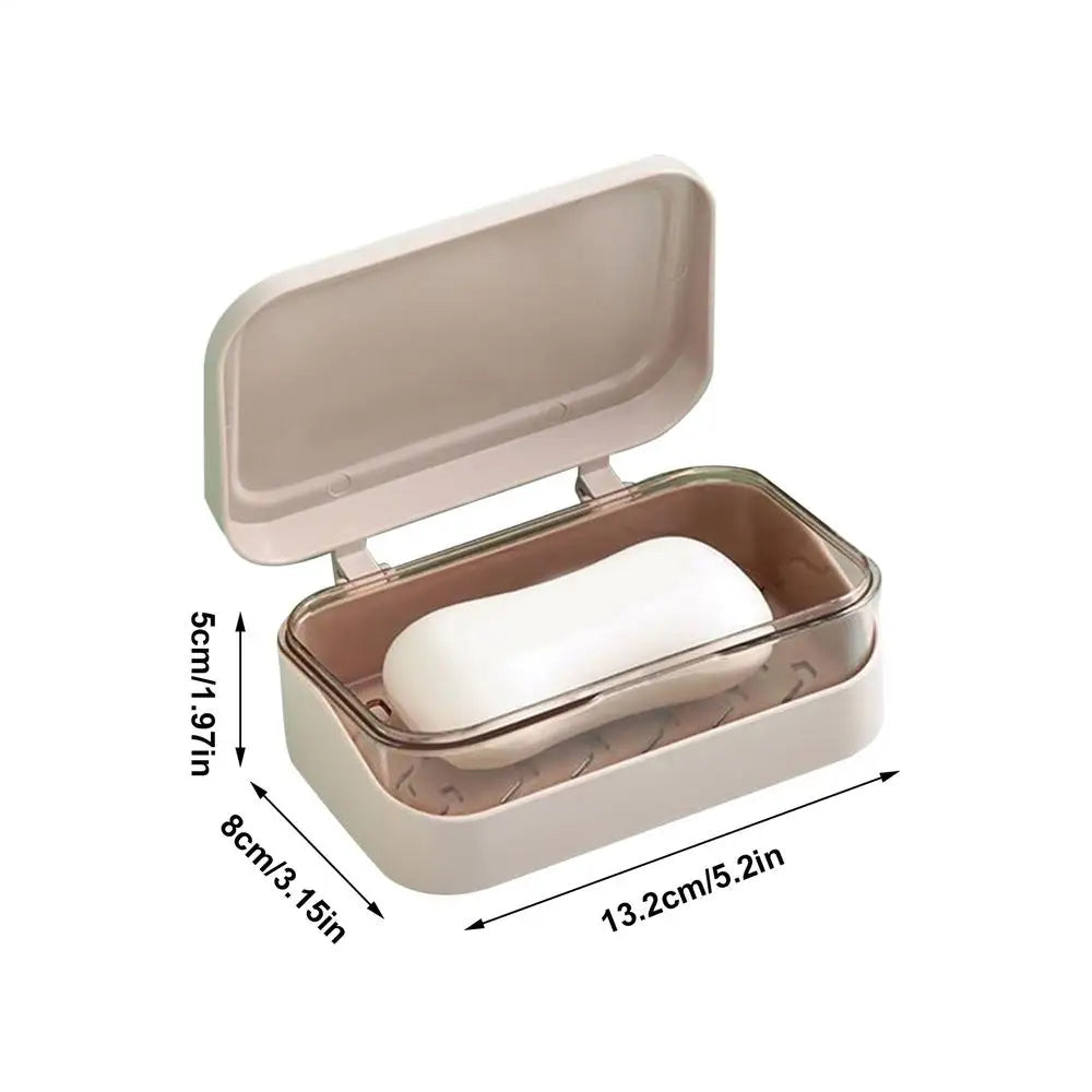 Portable Double Layer Travel Soap Box with Drainage & Lid Travel Soap Dish Richie's Pink
