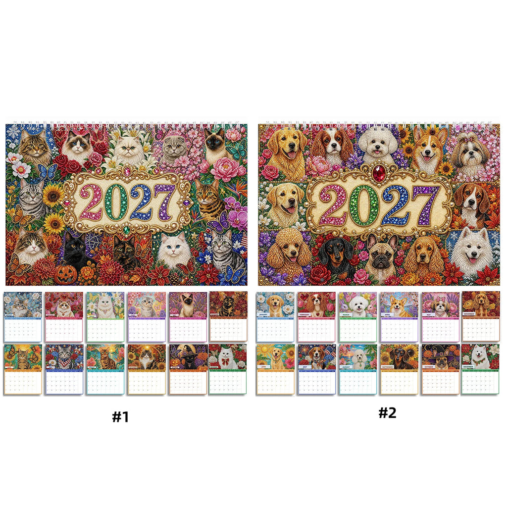 2027 DIY Diamond Painting Calendar – Cat & Dog Rhinestone Art DIY Craft Calendar Richie's