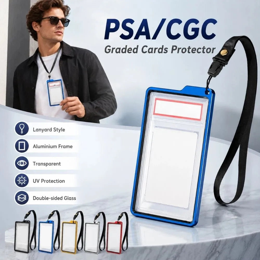 35PT Graded Card Case Lanyard Aluminum Frame UV Double-Glass Graded Card Case Richie's