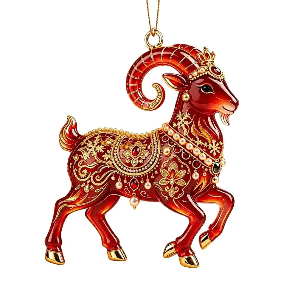 Acrylic Zodiac Ram Christmas Ornament – Red & Gold Angel Wings Christmas Ornament Richie's 6