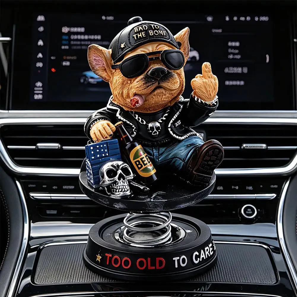 French Bulldog Biker Shaking Head Car Dashboard Ornament Dashboard Ornament Richie's