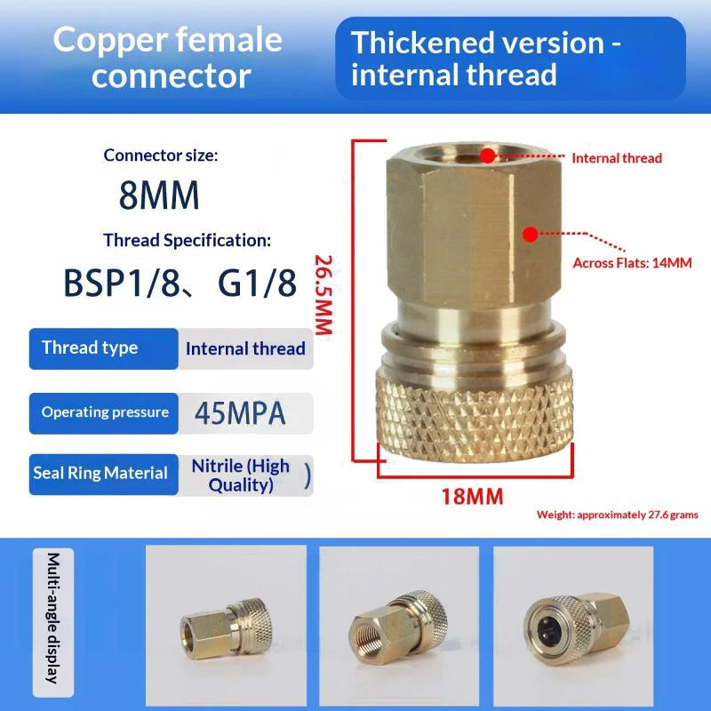 HPA Quick Release Adapter G1/8 BSP 8mm Male Nipple Air Socket Quick Release Adapter Richie's A6