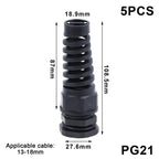5-Pack PA66 Nylon Cable Glands – IP68 Anti-Bend Connector Cable Gland Connector Richie's 7 Black