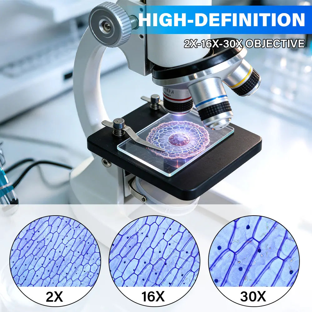 Monocular Compound Microscope 64X–2400X for Kids & Students Compound Microscope Richie's