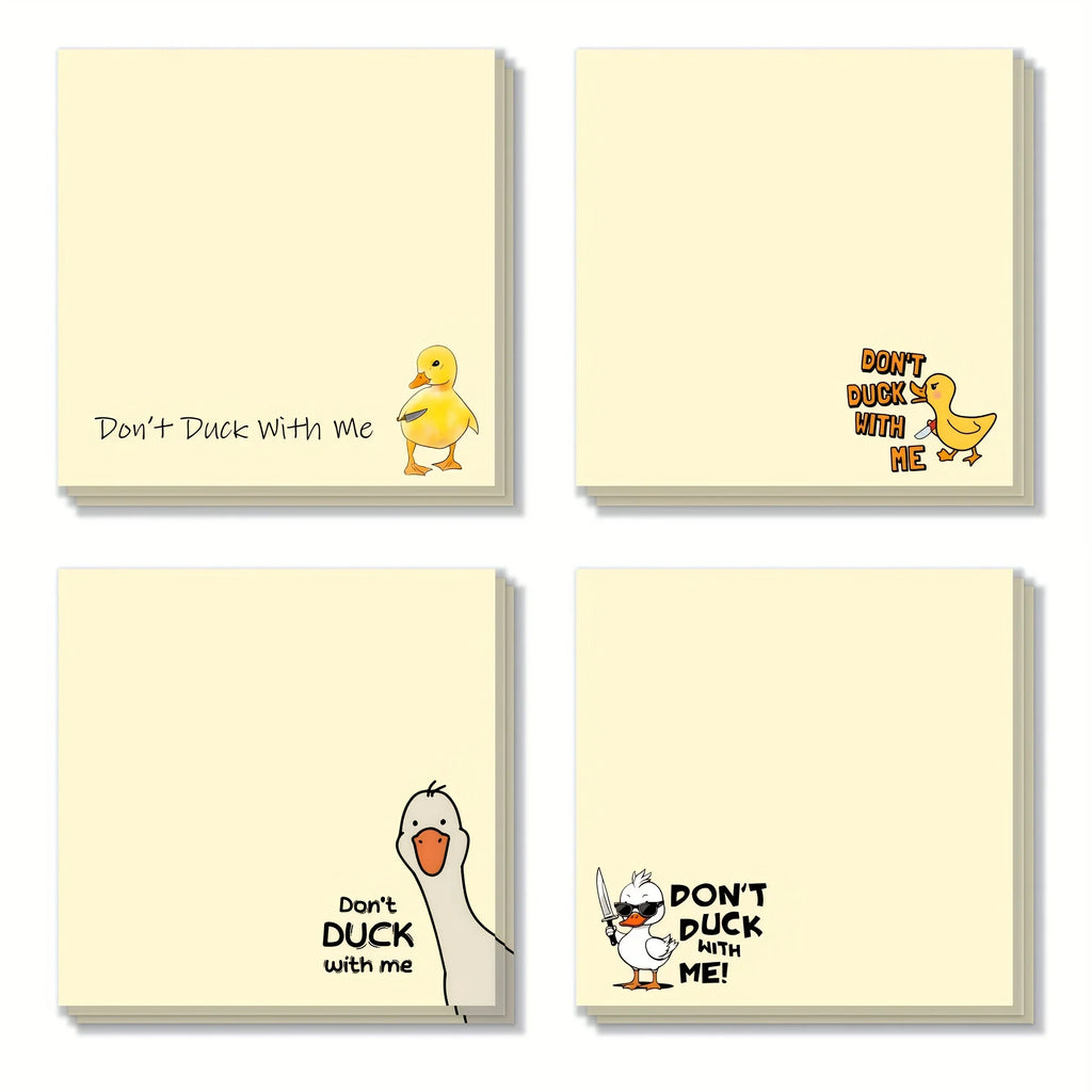4-Pack Funny Duck Sticky Notes – Cute Self-Adhesive Memo Pads Novelty Sticky Notes Richie's 4 Pcs