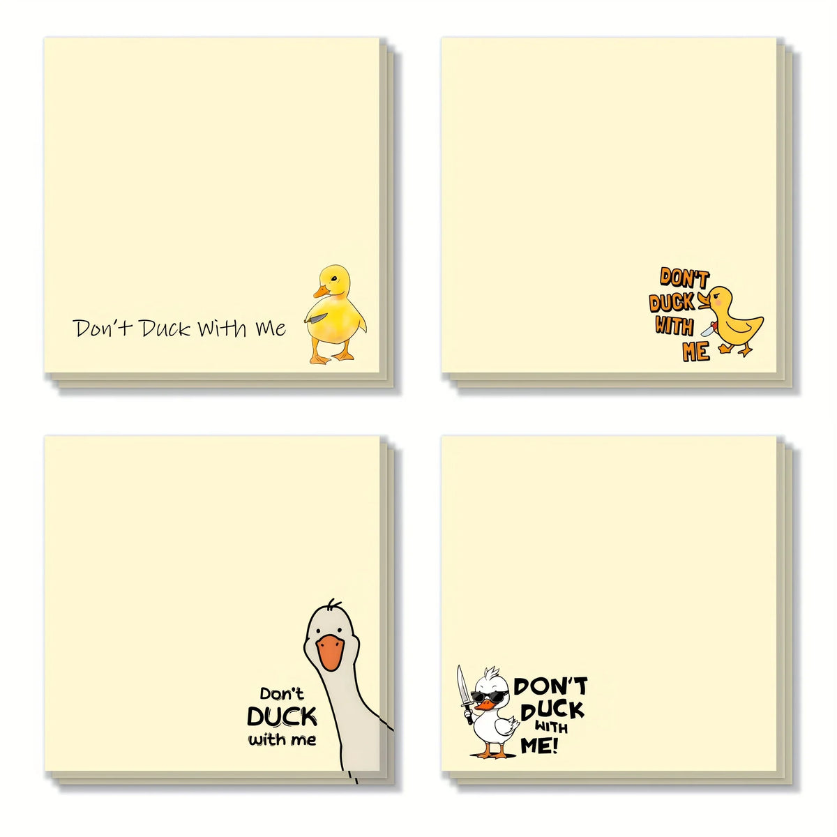 4-Pack Funny Duck Sticky Notes – Cute Self-Adhesive Memo Pads Novelty Sticky Notes Richie's 4 Pcs