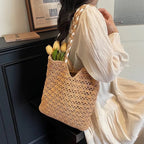 Retro Hollow Knit Tote Bag – Large Shoulder Handbag for Women Knitted Tote Bag Richie's