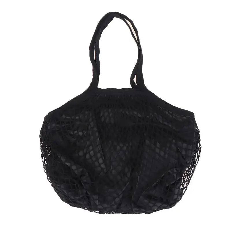 Foldable Cotton Mesh Grocery Tote – Reusable Eco Shopping Bag Reusable Tote Bag Richie's Black