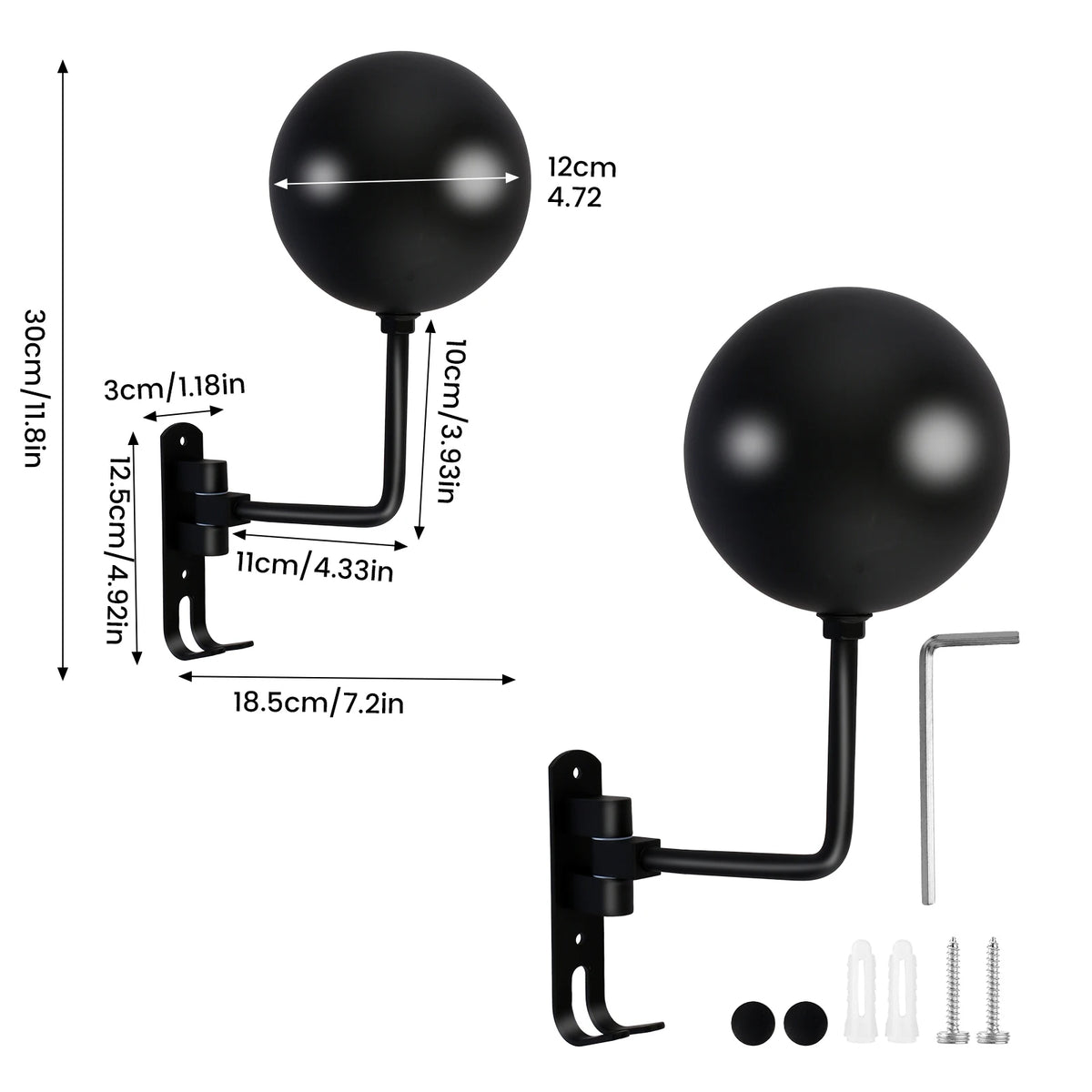 Wall Mount Motorcycle Helmet Holder 180° Dual-Ball Rack 2PCS Helmet Wall Rack Richie's 2PC Single-Ball Rack