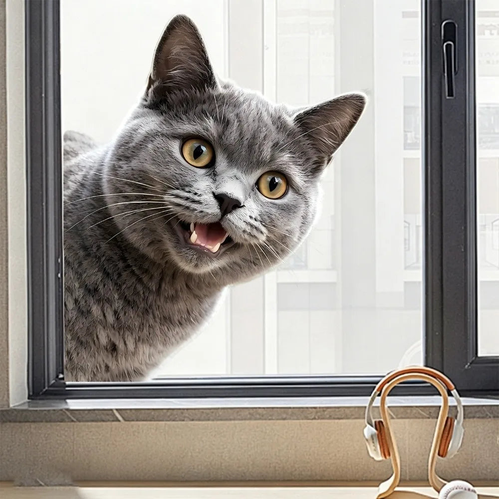 Peeking Animal Window Cling Sticker – Reusable PVC Decal Window Cling Decal Richie's