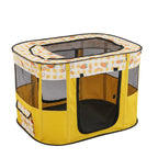 Foldable Cat House Villa – Breathable Mesh & Roller Shutter Door Foldable Pet Tent Richie's Yellow