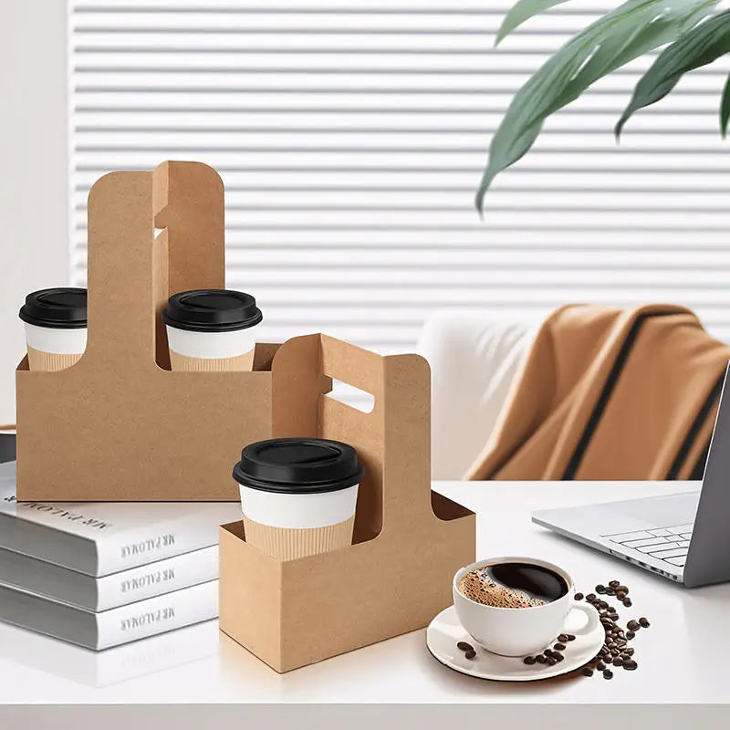Kraft Paper Drink Carrier With Handle – 1 or 2 Cup, 10/20/50 Pk Paper Drink Carrier Richie's