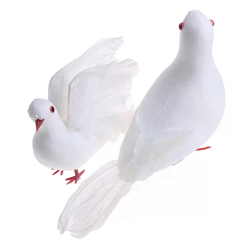 Artificial Foam Feather Peace Dove Ornament – Wedding & Garden Bird Ornament Decor Richie's