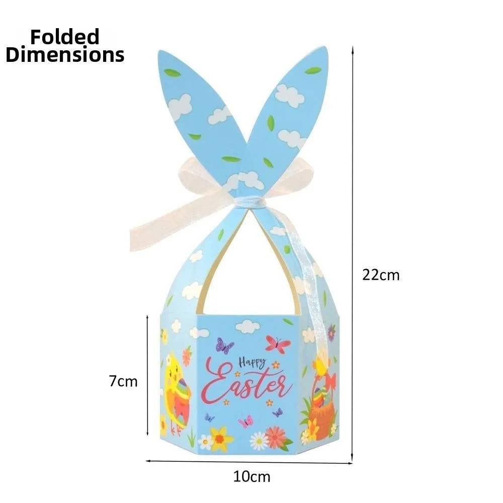 12PCS Easter Gift Boxes with Handle & Ribbon | Cartoon Paper Easter Gift Boxes Richie's