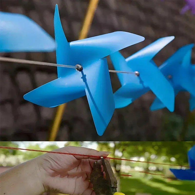 100Pcs Plastic Pinwheels Decorative Windmill Set + 30M Rope Garden Pinwheel Set Richie's