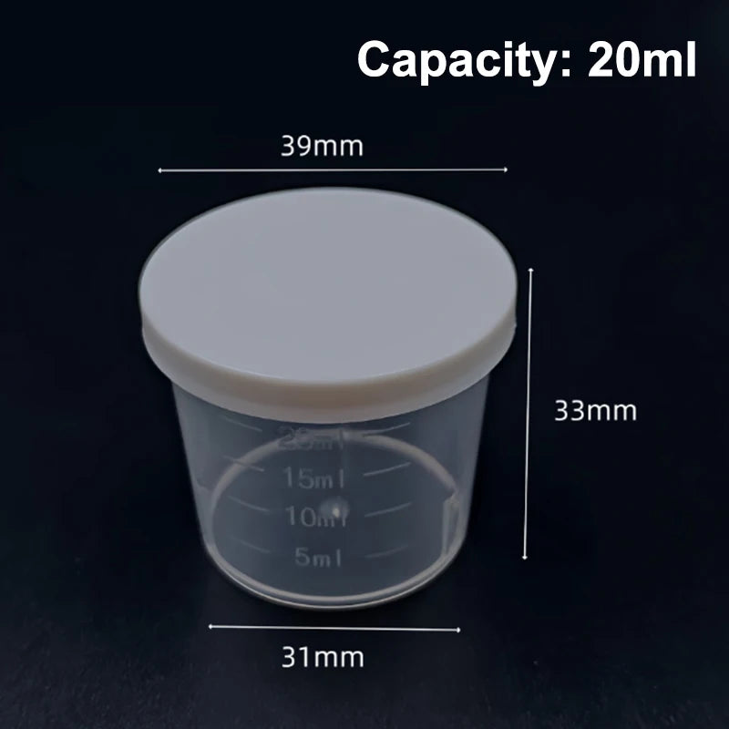10Pcs Clear Measuring Cups with Lids 20ml–100ml Plastic Set Plastic Measuring Cups Richie's 20ml