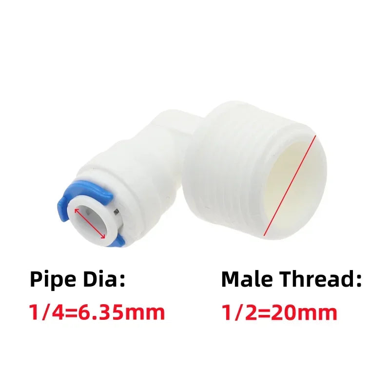 5Pcs RO Water Quick Elbow Fittings – 1/4" & 3/8" Tube Connectors Pipe Elbow Fittings Richie's PL 6.35mm-1I2 Elbow Pipe to Male