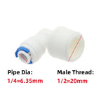 5Pcs RO Water Quick Elbow Fittings – 1/4" & 3/8" Tube Connectors Pipe Elbow Fittings Richie's PL 6.35mm-1I2 Elbow Pipe to Male