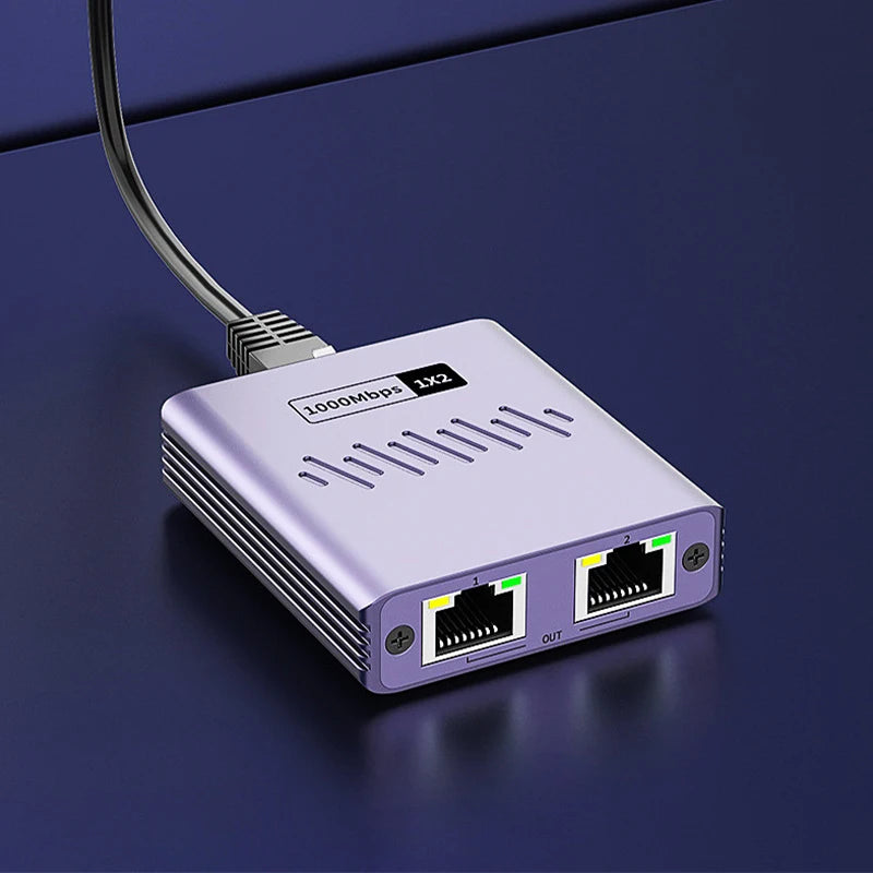 Gigabit 1x2 RJ45 Network Splitter 1000Mbps LAN Adapter Network Splitter Richie's