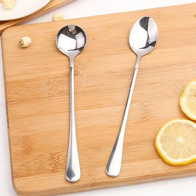 Stainless Steel Long Handle Spoon – Coffee, Ice Cream & Fruit Kitchen Flatware Richie's
