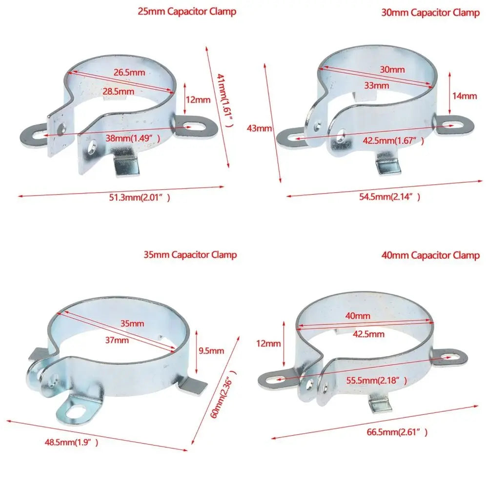 Tin-Plated Capacitor Clip Mounting Bracket 25–40mm Steel Capacitor Mounting Clip Richie's