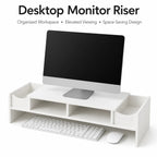 White Monitor Stand Riser with Storage Cubbies | Desk Organizer Monitor Stand Riser Richie's