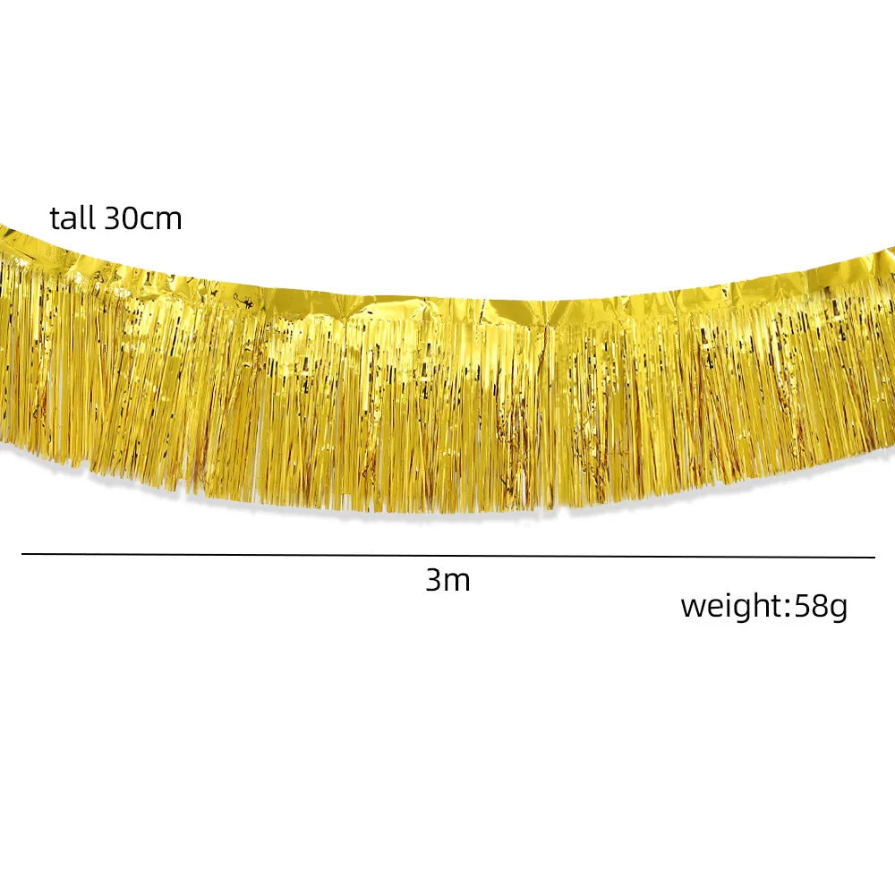 2Pcs 3m Metallic Foil Fringe Curtain Party Table Skirt Decor Party Fringe Curtain Richie's