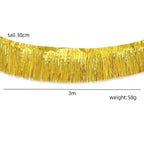 2Pcs 3m Metallic Foil Fringe Curtain Party Table Skirt Decor Party Fringe Curtain Richie's