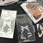 50Pcs Clear Self-Adhesive Photocard Sleeves – Star Bowknot Print Card Sleeves Richie's 5x5x5cm Large Bowknot