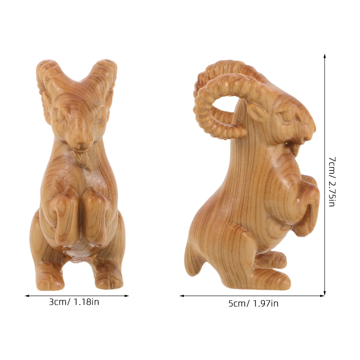 2027 Zodiac Goat Wood Sculpture | Chinese Feng Shui Lucky Statue Wood Zodiac Figurine Richie's